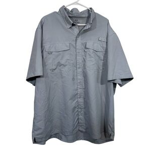 Realtree Fishing Grey Short Sleeve Casual Outdoor Button Up Shirt